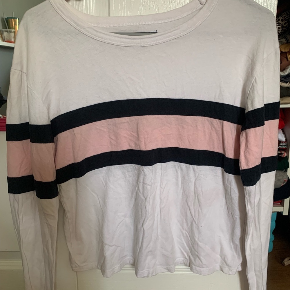 A&F white and pink long sleeve top